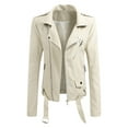 thumbnail image 1 of CEHVOM Veste de Moto à Col à Revers pour Femmes Veste Courte en Cuir, 1 of 3