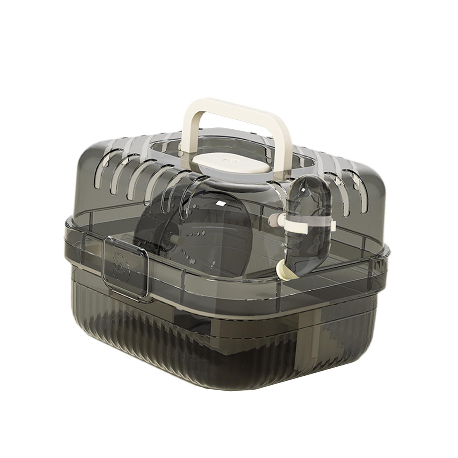 TOOYFUL Hamster Cage Transport Box with Light Handle in The Event of A Small Portable Cage for Pets with Water Bottle for Bunny Mouse White