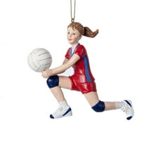 Kurt Adler Red and Blue Volleyball Girl Christmas Ornament