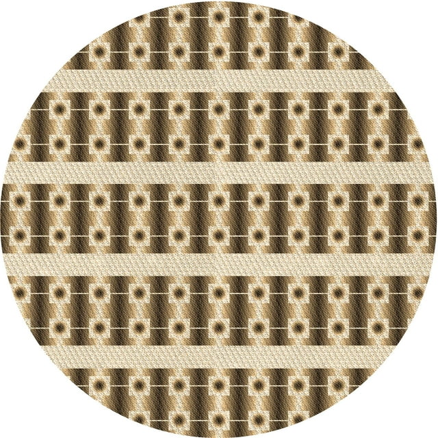 Ahgly Company Tapis Rond Lavable en Machine Intérieur Transitionnel Rouge Brun, 8 Pieds Rond