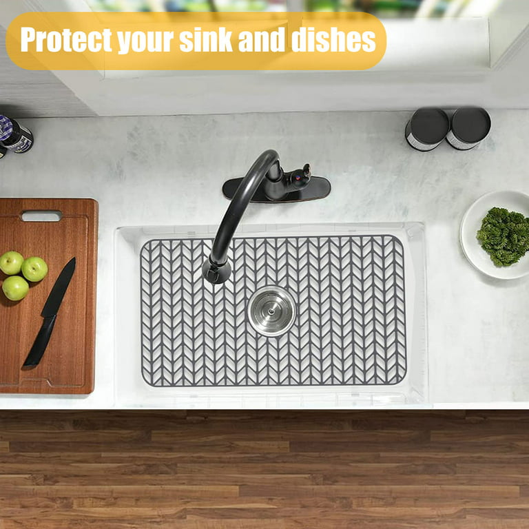 JUSTOGO Silicone Sink Protectors for Kitchen Sink 26.4x14.4, Kitchen Sink  Mat Grid Heat Resistant Sink Mats for Bottom of Kitchen Sink Farmhouse