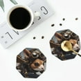 thumbnail image 4 of Sigee Steampunk Squirrel Pilot for Water-Resistant, Heat-Resistant, Non-Slip Leather Coasters Set, Ideal for Coffee Table, Office, Bar, Home Decor-Octagon, 4 of 6