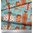 thumbnail image 3 of Soimoi Blue Modal Satin Fabric Dot & Gift Box Party Print Fabric by the Yard 42 Inch Wide, 3 of 3