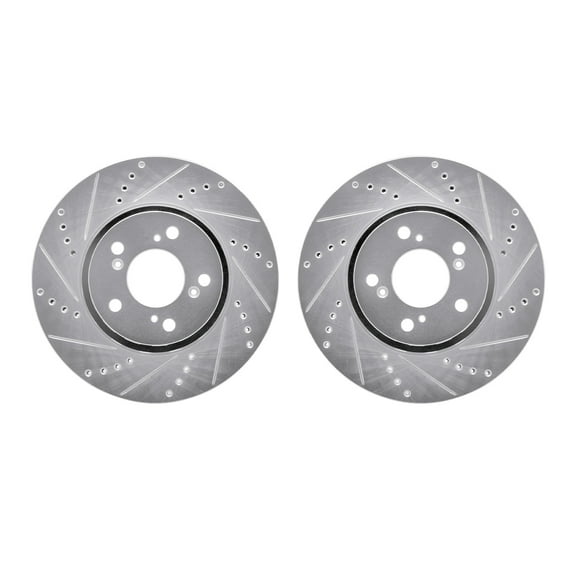 Dynamic Friction Company Front Brake Rotors-Drilled and Slotted-Silver 7002-58013