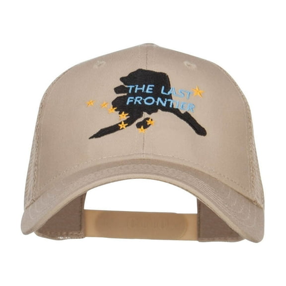 Alaska Last Frontier State Embroidered Trucker Cap - Khaki OSFM