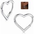 thumbnail image 1 of 925 Sterling Silver Heart Hoop Earrings for Women Girls 14K Gold Earrings Cute Small Heart Hoops Drop Love Earring Rosegold Lightweight Sleeper Earrin, 1 of 4