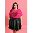 thumbnail image 2 of TIYOMI Plus Size Valentine's Day Heart Oversized T-Shirts Short Sleeve Shirts For Women 5X Pink Round Neck Tops Workout Boyfriend Pullover Summer Casual Loose Fit T-Shirt 5XL 26W 28W, 2 of 7