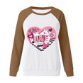 thumbnail image 2 of Gibobby Sudadera con forro polar Mujer Sudadera con capucha informal sin sombrero con cuello redondo y mangas raglán con estampado divertido del día de San Valentín para mujer(Marrón, S), 2 of 5