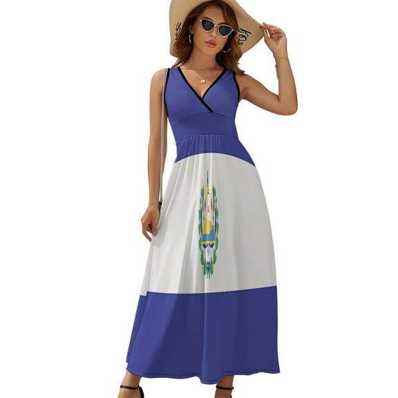 El Salvador Flags Dress Fashion Boho Beach Long Dresses Female Party Printed Maxi Dress