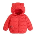 thumbnail image 2 of Trupants Toddler Red Puffer Jacket 3T - Dinosaur Embroidery, Hood with Ears, Warm Winter Coat for Cold Weather, 2 of 4