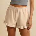 thumbnail image 3 of Cute Shorts for Women Summer Casual Elastic High Waist Ruffle Hem Relaxed Fit Beach Shorts, 3 of 8
