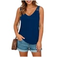 thumbnail image 5 of Avtoify Women's Casual Top Solid Color Sleeveless Collar Linen Top Round Neck Tank Top, 5 of 10