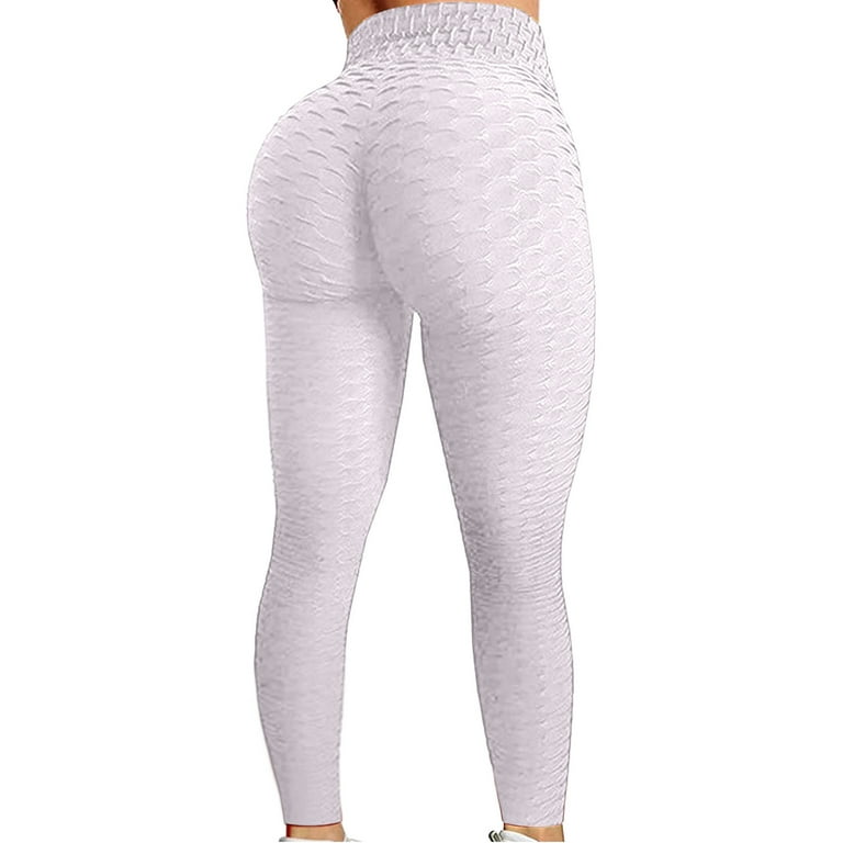 Jalioing Yoga Pants for Women Lace-Up Mid Waist Stretchy Skinny Solid Color  Multipocket Lounge Gym Trouser (Large, White)