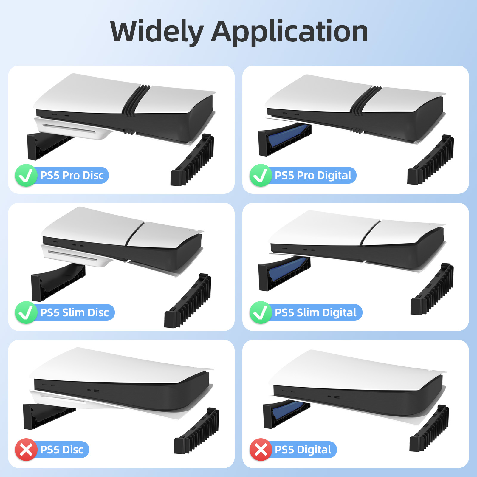 Base horizontal para consola PS5 Slim y Pro, sostiene 12 discos de juegos, compatible con PlayStation 5 Slim/Pro ediciones de disco y digital, negro 3