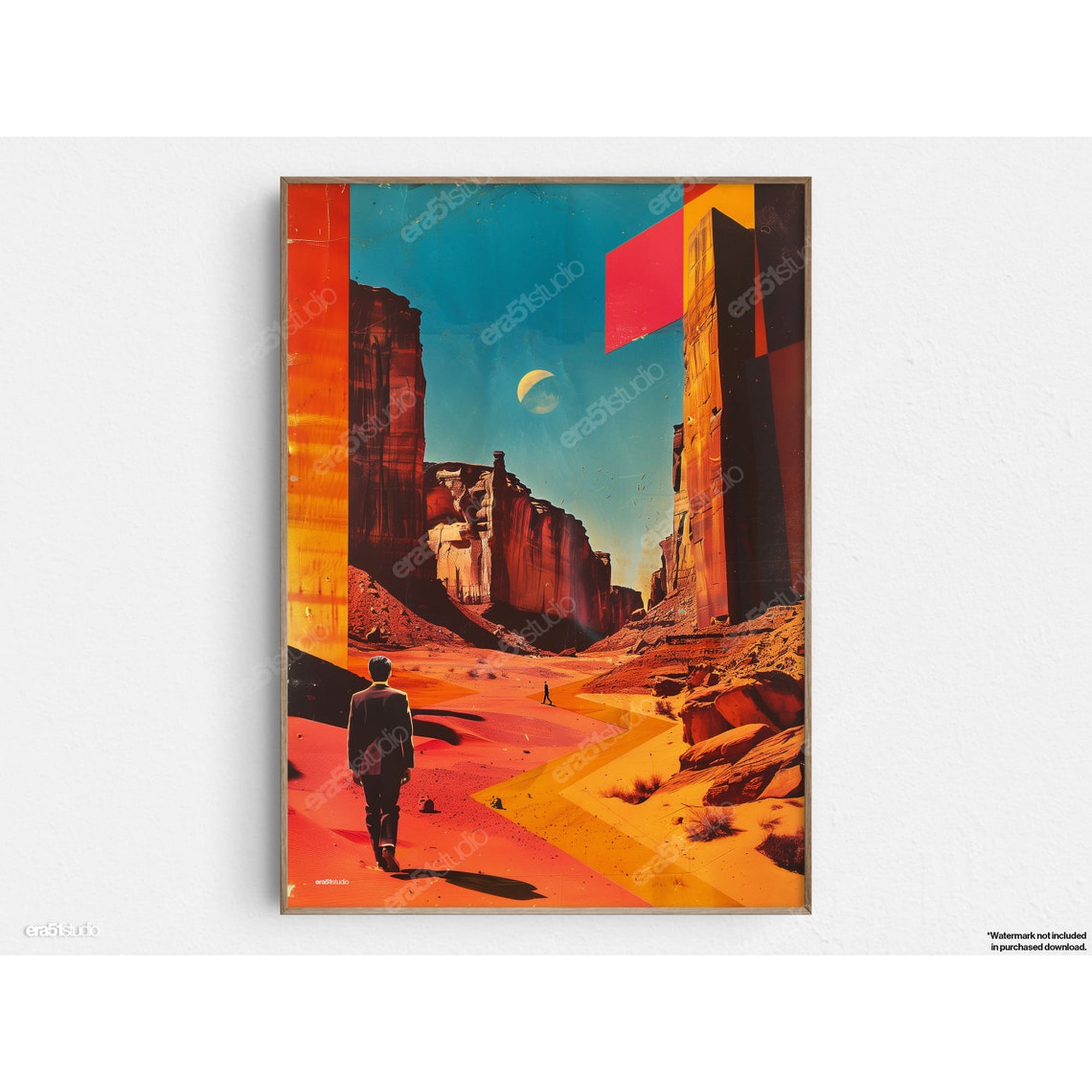 Surreal Desert Odyssey Mid-century Modern Minimalist Stylish Decorative Design Statement Accent Wall Art