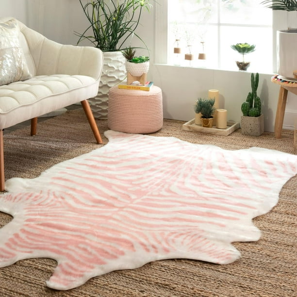 nuLOOM Alyssa Faux Zebra Cowhide Area Rug or Runner ...