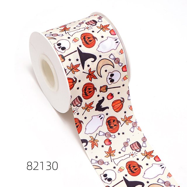 Cintas de grogrén con estampado de murciélago fantasma para Halloween, suministros de embalaje para decoración artesanal, 5 yardas 82132