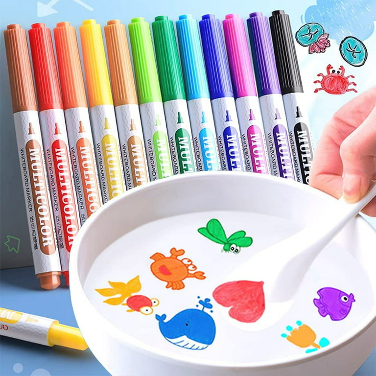 8/12 Colors Magical Water Painting Pen Drawing Art Marker Set Floating  Erasable Water-Based Whiteboard Marker Pen Teach Kids Toy