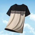 thumbnail image 4 of Qiyinn Men's Casual Regular Fit Striped Shirt Stylish Short Sleeve Crew Neck Summer Workout Tee Shirts Going Out, 4 of 9