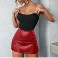 thumbnail image 3 of Women's Rave Punk Pink High Waist Stretchy Split Hem PU Leather Clubwear Skinny Mini Skort, 3 of 6