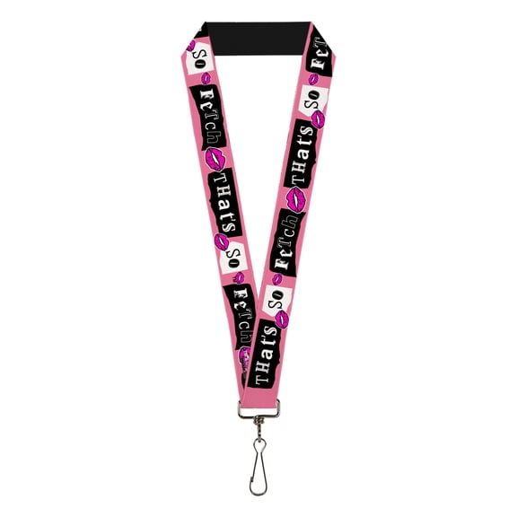 Mean Girls Lanyard, Mean Girls Thats So Fetch Collage Pink Black White, Elastic