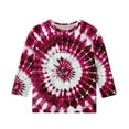 thumbnail image 4 of JTSRKL Bleached T-Shirts for Kids Girls Cute 3/4 Length Sleeve Tie Dye Gradient Color Print Basic Crewneck Pullover Tops Loose Fit Casual Tunic Blouse Red 4-5 Years, 4 of 5