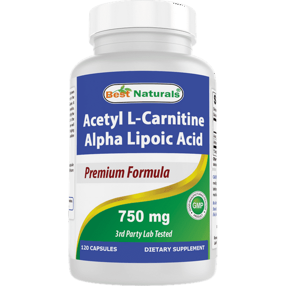 (2 pack) Best Naturals Acetyl L-Carnitine and Alpha Lipoic Acid 750 mg 120 Capsules