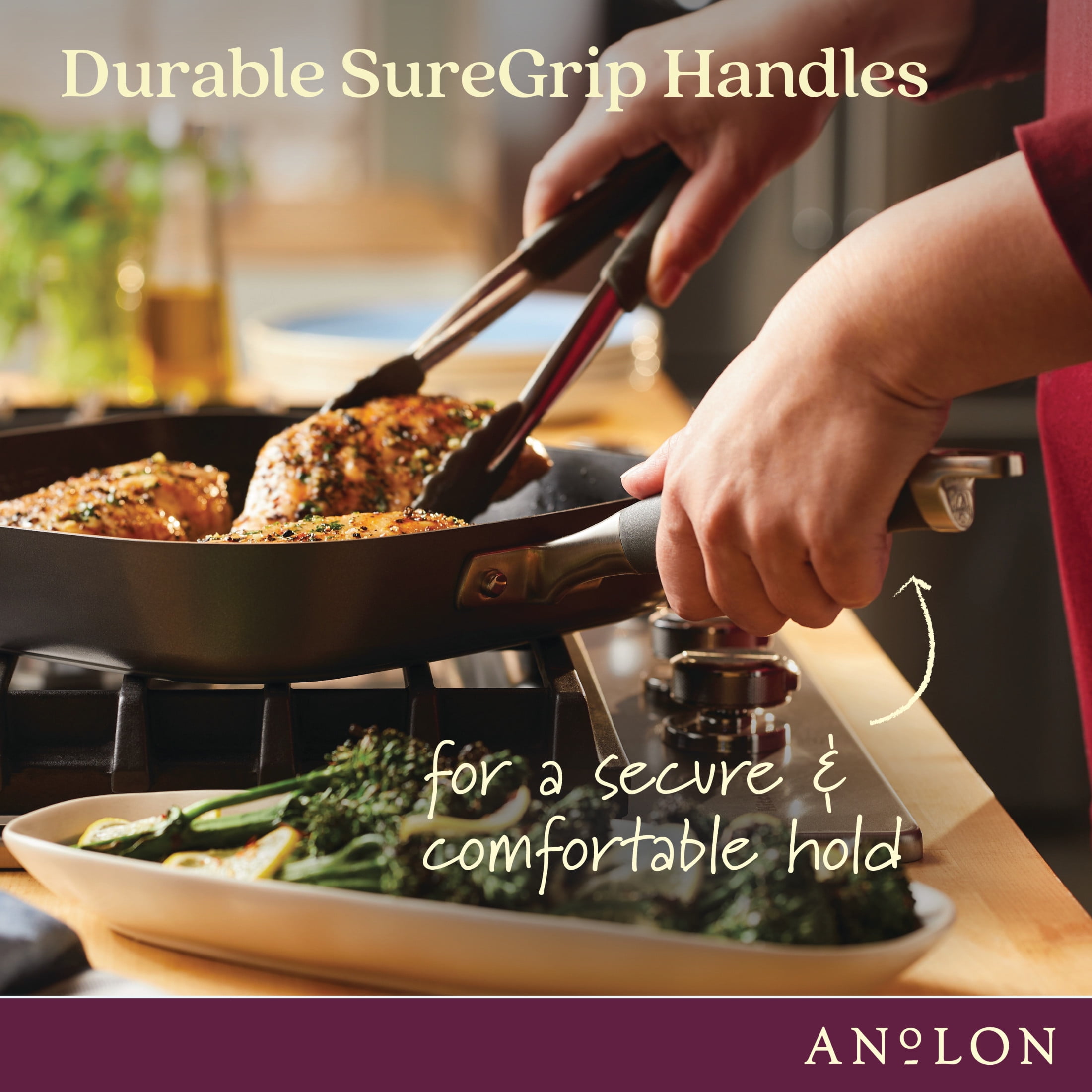 Anolon Advanced Home Hard-Anodized 11″ Nonstick Deep Square Grill Pan