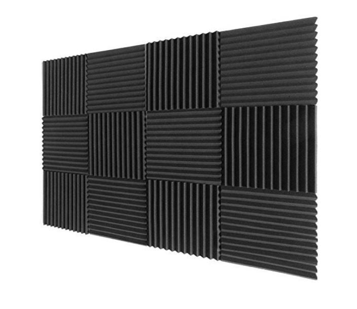 48 Pack Black/burgundy12 X 12X1 Acoustic Panels Studio Soundproofing Foam Wedge Tiles, 