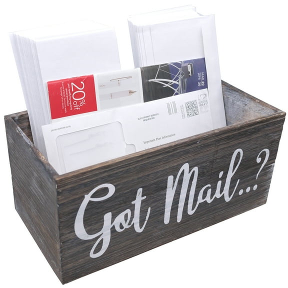 Got Mail Box For Mail, Farmhouse Mail Organizer, Mail Organizer Tray, Letters Boxes Décor, Organizer, Rustic Wood Box For Home, Brown, 1 unit