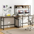 LShaped Desk with Power Outlet Large Corner Desk Converts to 2Person
