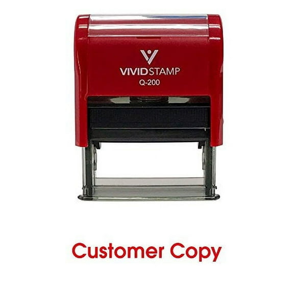 Vivid Stamp Customer Copy Self Inking Rubber Stamp (Red Ink) - Medium