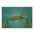 thumbnail image 1 of Crocodile Cutting Board, Cartoon Style Pattern of a Happy Smiling Swimming in a Lake, Decorative Tempered Glass Cutting and Serving Board, in 3 Sizes, by Ambesonne, 1 of 2