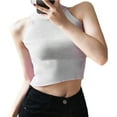 thumbnail image 3 of Sonducket Chaleco de moda sólido sin mangas Sexy chalecos acanalados cómodo transpirable alta elasticidad camiseta sin mangas ropa de Prendas para la parte del cuerpo Blanco, 3 of 6