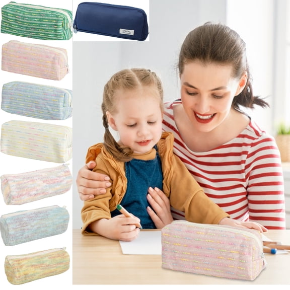 TACILIP Corduroy Makeup Bag Vintage Stationery Pouch Solid Color Office Supplies Storage Bag Retro Fabric Cosmetic Bag, School Supplies