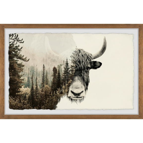 Marmont Hill Half a Bull Framed Wall Art, 12" x 18"