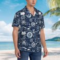 thumbnail image 3 of Pofeuu Sailing Cruises Nautical Print Hawaiian Shirt for Men Sleeves Casual Button Down Summer Beach Dress Shirts T-Shirts,Large, 3 of 7