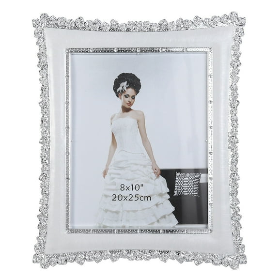 HONITANO 1Pcs Resin Vintage Picture Frame For Anniversaries Cream White Enamel And Silver Plating 10 Inch