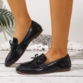 thumbnail image 4 of Xucatan Women's Patent Leather Tassel Loafers with Bow Detail, Shiny Embossed Slip On Flats with Lightweight Flat Sole, Comfortable Business Casual Shoes for All Season Walking Gift, 4 of 9