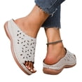 thumbnail image 6 of Womens Dress Sandals,Summer Beach Sandals for Women Comfortable Wedge Sandals Leather Open Toe Slides with Arch Support Ladies Dressy Flower Flat Platform Sandals for Casual Walking Outdoor Wear, 6 of 6