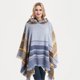 thumbnail image 4 of Chal con capucha a cuadros para mujer, manta, poncho, sudadera con capucha, chal con borlas, 4 of 5