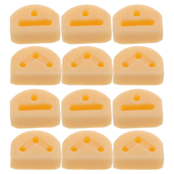 12 bridas de plástico para guitarra, con 3 agujeros, para puentes de guitarra acústica, clásica, de nailon, color beige.