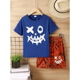 thumbnail image 2 of 10Y Big Boys Clothes 10Y Boys 2PCS Summer Outfits Set Letter Print Big Boys Short Sleeve Top Shorts Set Blue, 2 of 6