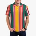 thumbnail image 4 of Vsdgher Vertical Stripes Print Men's Short Sleeve Stretch Polo Shirt, Moisture-Wicking Performance Polo Shirt, 4 of 8