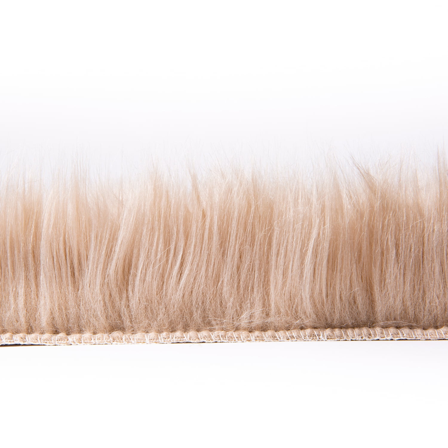 Soft Fluffy Faux Sheepskin Fur Area Rug, Home Decorative Indoor Floor Mat, Rectangle Beige, 3 x 5 Feet