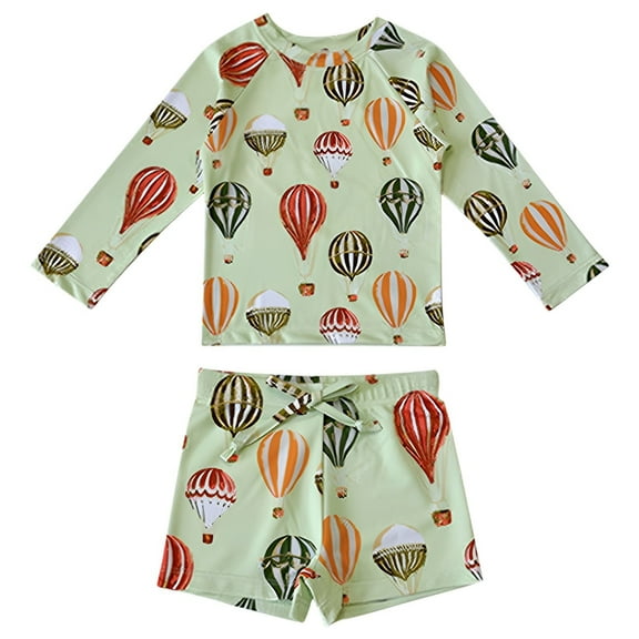 Toimothcn Boys Swimsuits Long Sleeve Cute Cartoon Carrot Printed Compression 2 Peice Bathing Suit Quickly Dry Soft Swimwear 4-5 Years