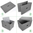 thumbnail image 3 of Contenedores de almacenamiento plegables de tela de lino con tapas y asas extraíbles, contenedores de caja de almacenamiento lavables,(caqui, grande), 3 of 5