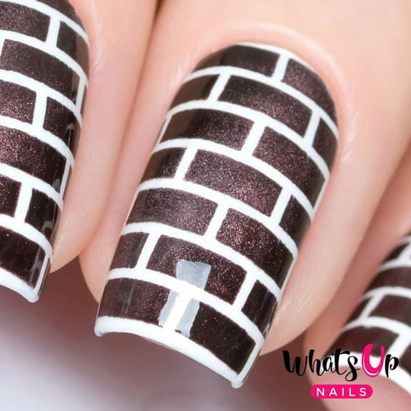 Whats Up Nails - Bricks Vinyl Stencils Nail Art Design