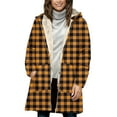 thumbnail image 3 of Plaid Hooded Jackets for Womens Sherpa Fleece Lined Long Jacket Winter Plush Thermal Long Sleeve Zipper Active Coats, 3 of 7