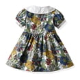 thumbnail image 2 of QUDDERR Little Girls Printed Dresses 3M-4Y Toddler Lapel Flower Short Sleeve Dresses Baby Summer Cotton Casual Swing Sundress, 2 of 8